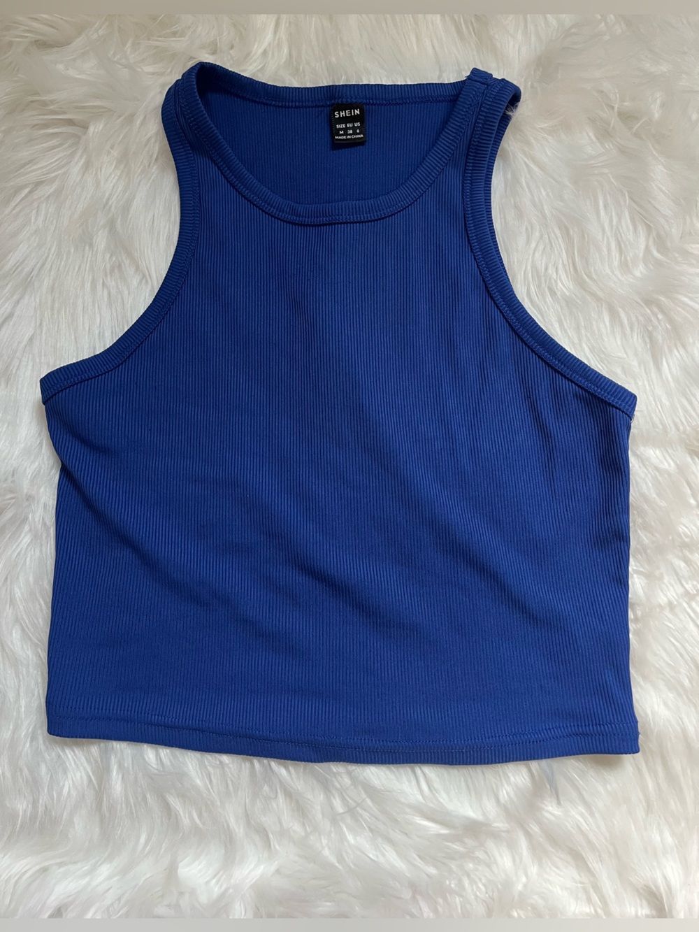 SHEIN Blue Ribbed Tank Top